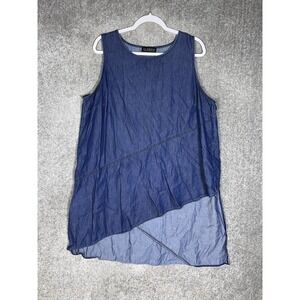 Eloquii Chambray Sleeveless Asymmetrical Hem Tunic Top Womens‎ Size 20 Blue